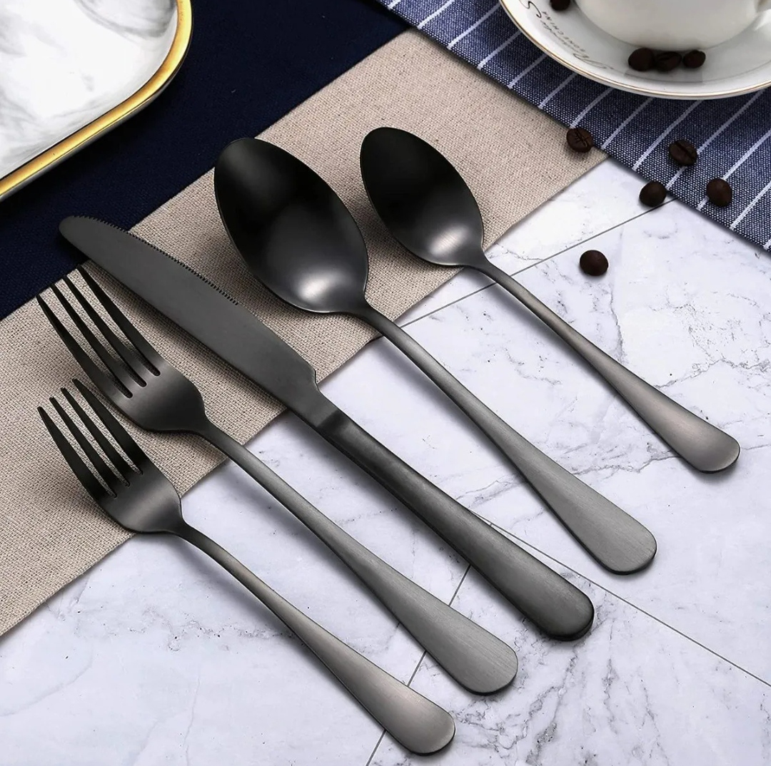 Juego De Cubierto, Acero Inoxidable 20 Piezas Negro