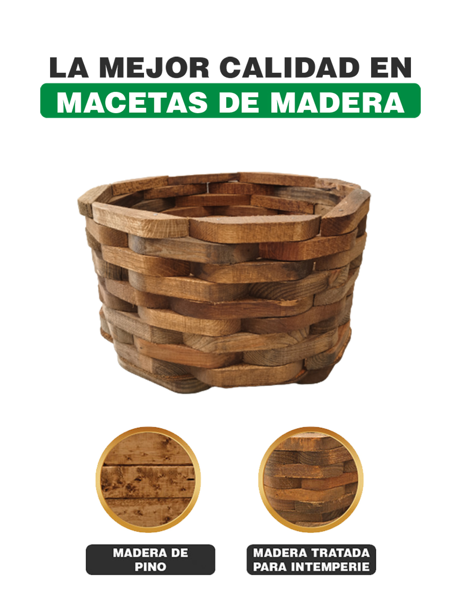 Maceta De Madera Tipo Piña Grande