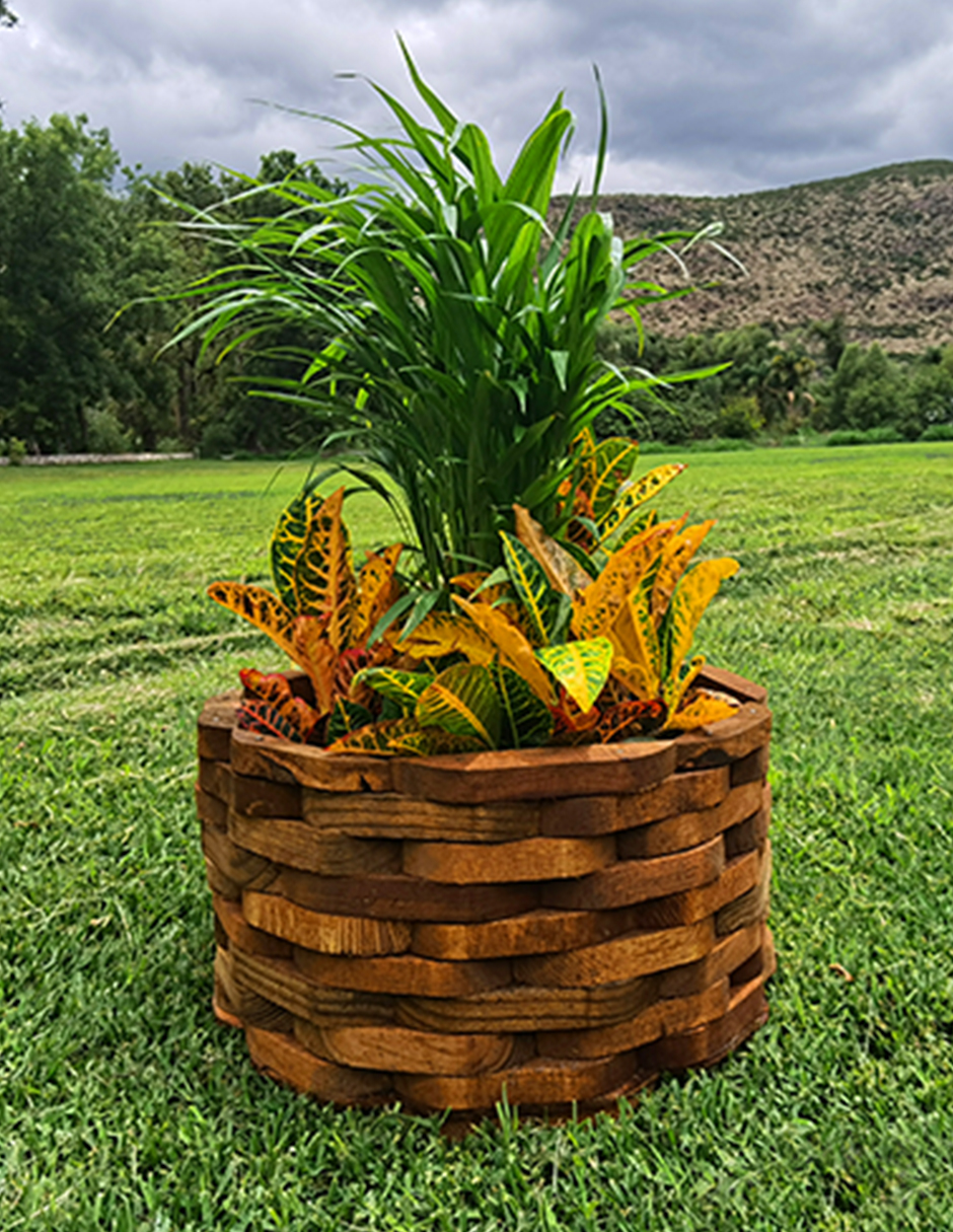 Maceta De Madera Tipo Piña Grande