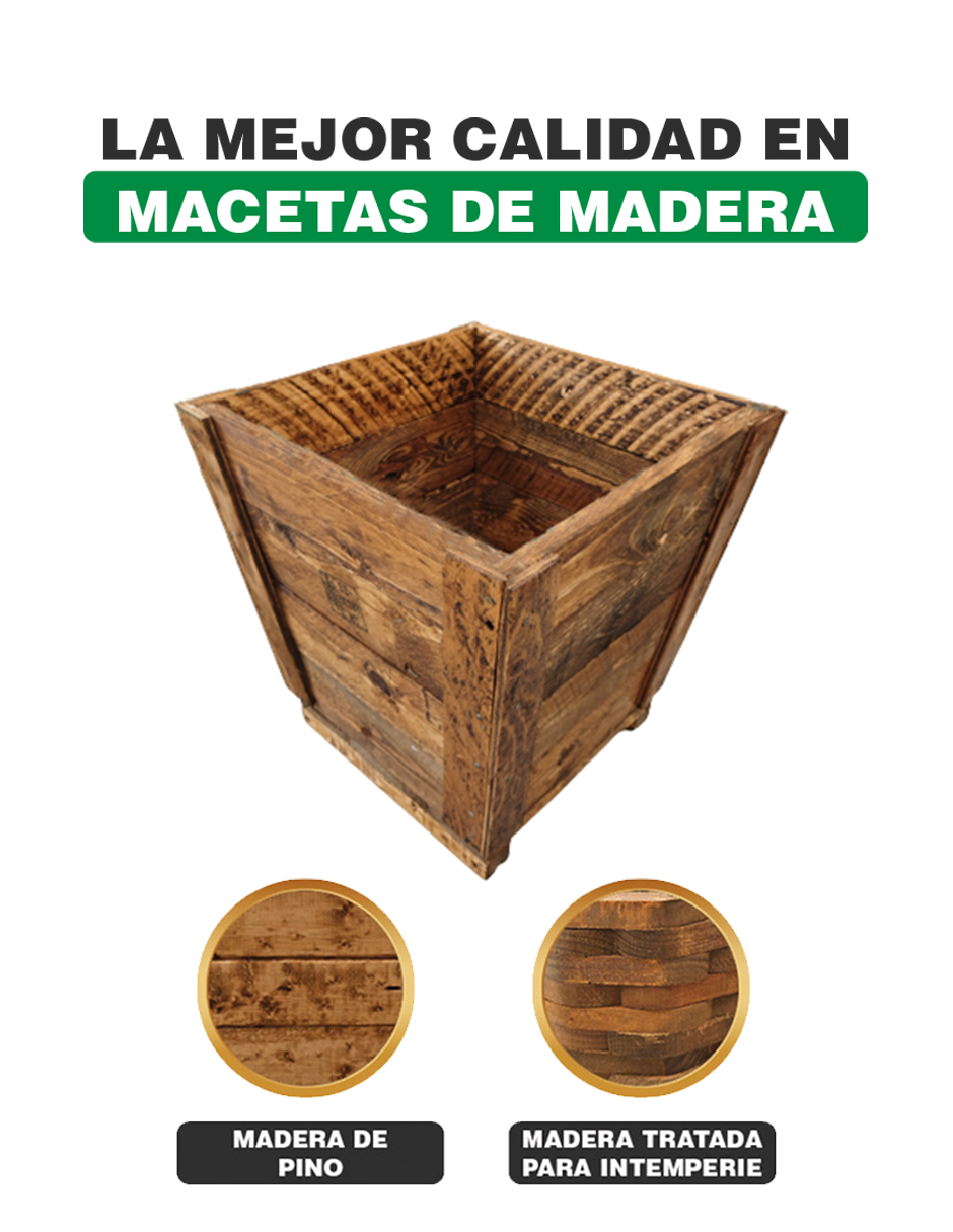 Maceta De Madera Tipo Cono Mediana