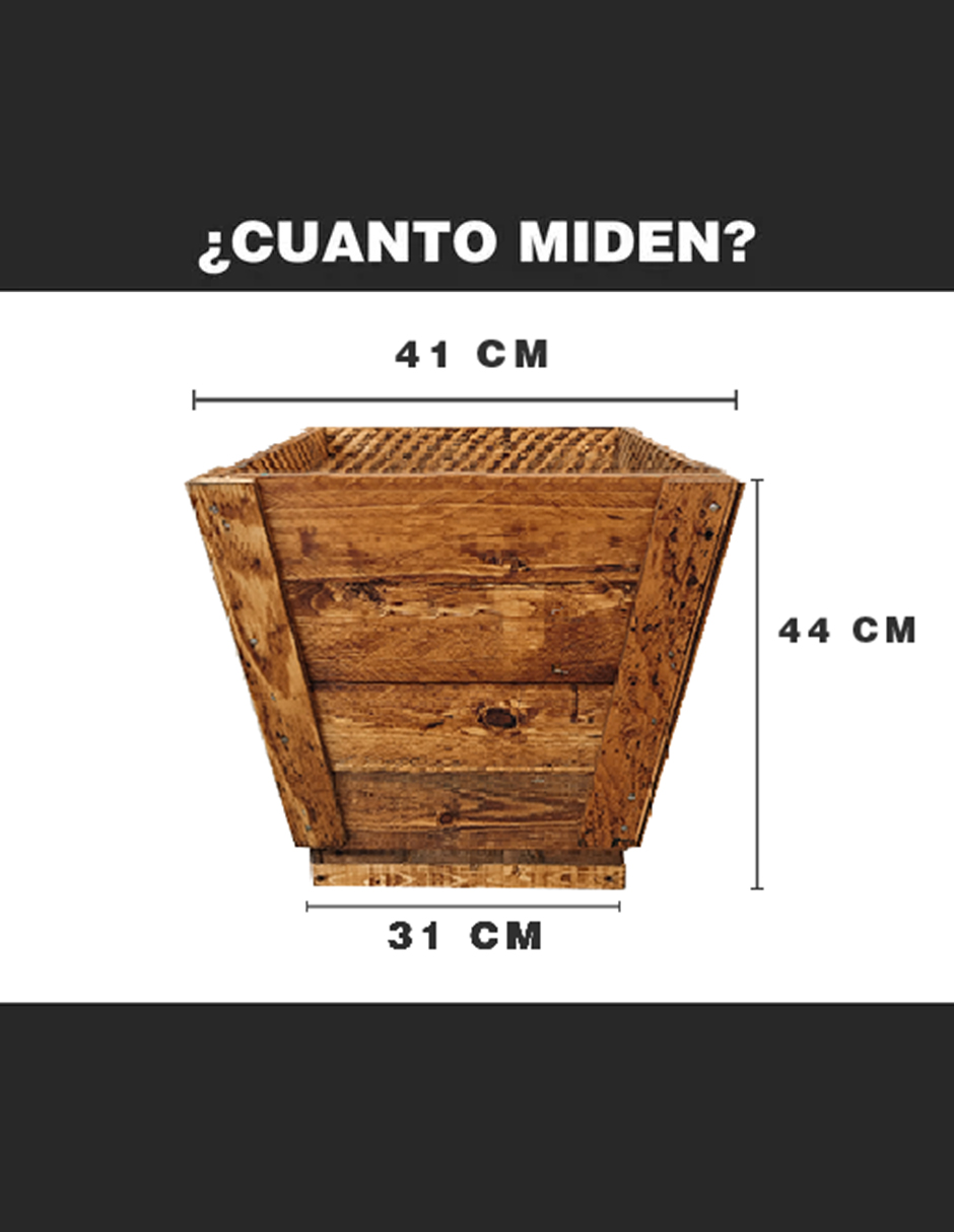 Maceta De Madera Tipo Cono Mediana