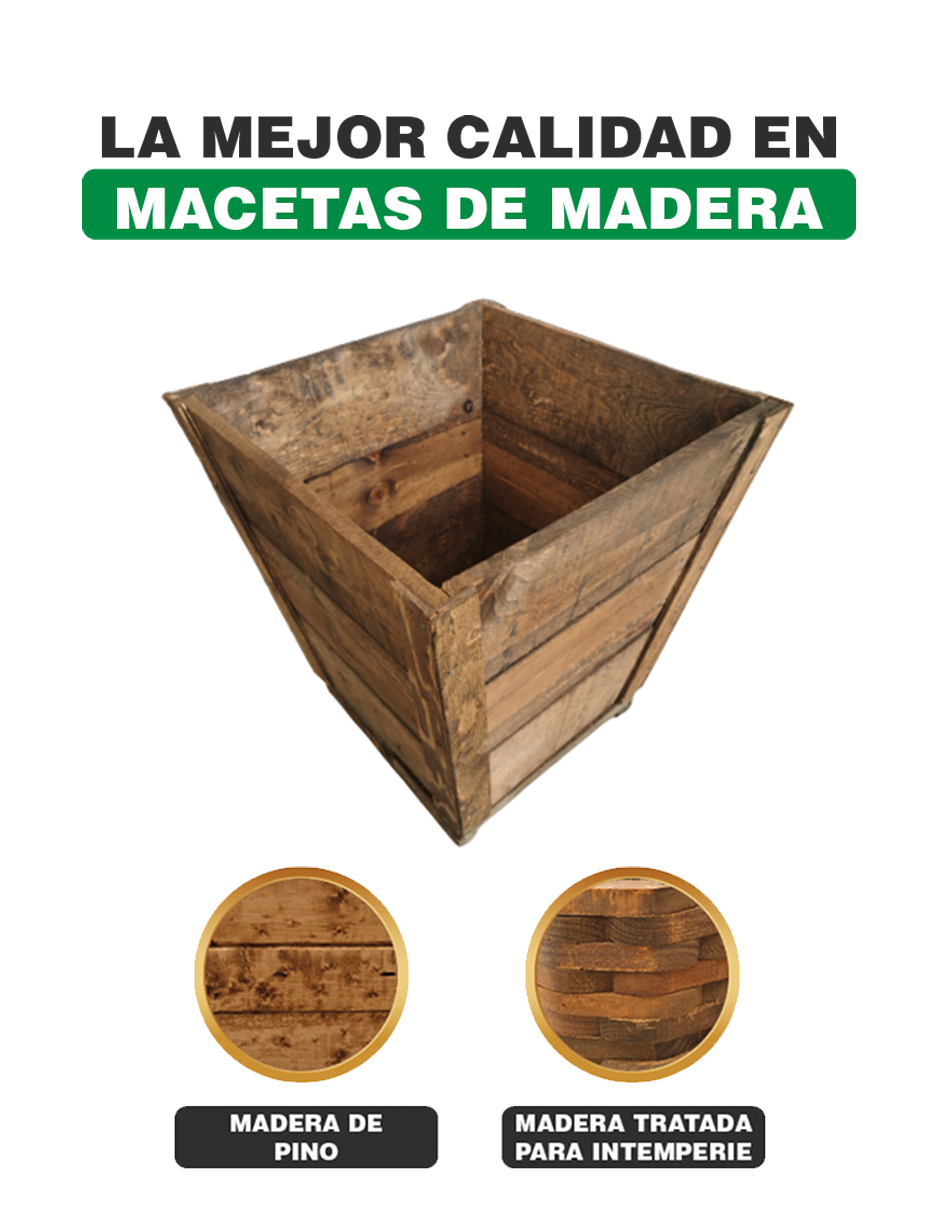 Maceta De Madera Tipo Cubo Jumbo