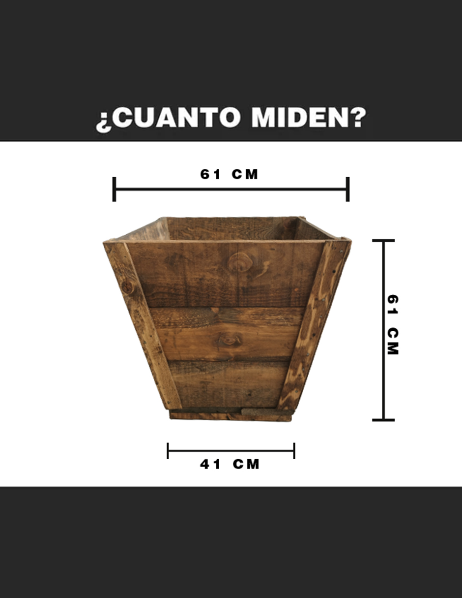 Maceta De Madera Tipo Cubo Jumbo