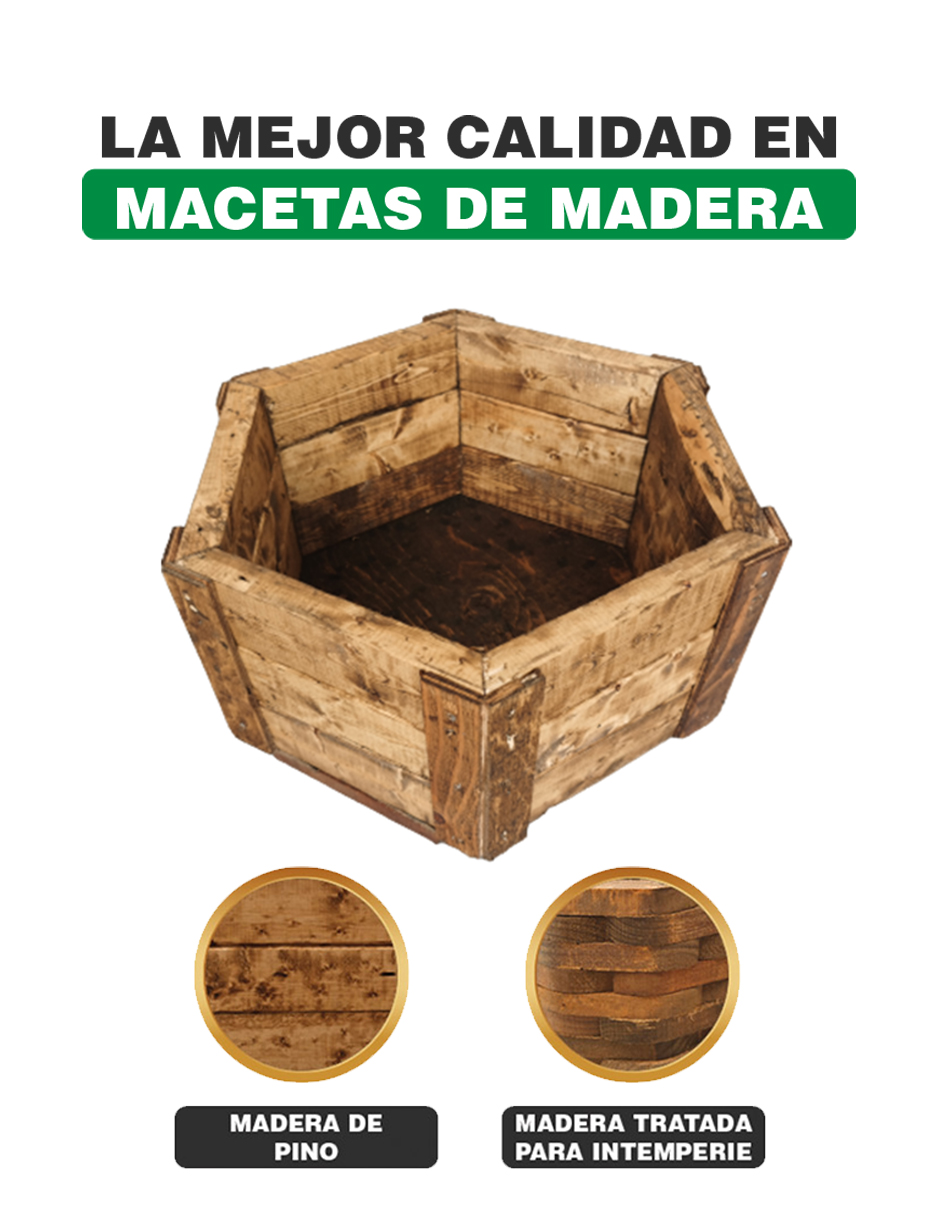 Maceta De Madera Tipo Hexagonal