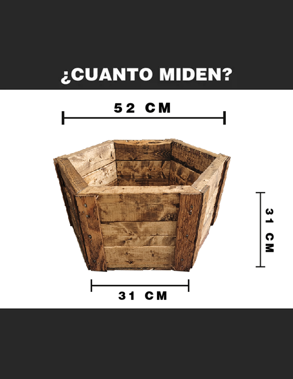 Maceta De Madera Tipo Hexagonal
