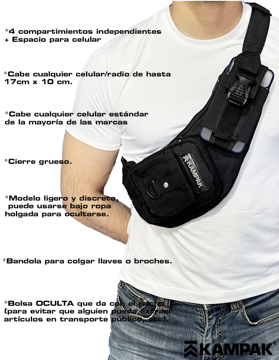 Pechera Tactica Kampak JS19 Porta Celular Multiusos Ligera