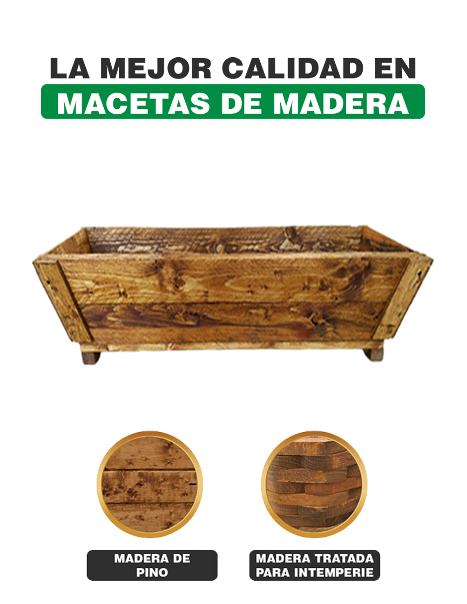 Maceta De Madera Tipo Jardinera Jumbo
