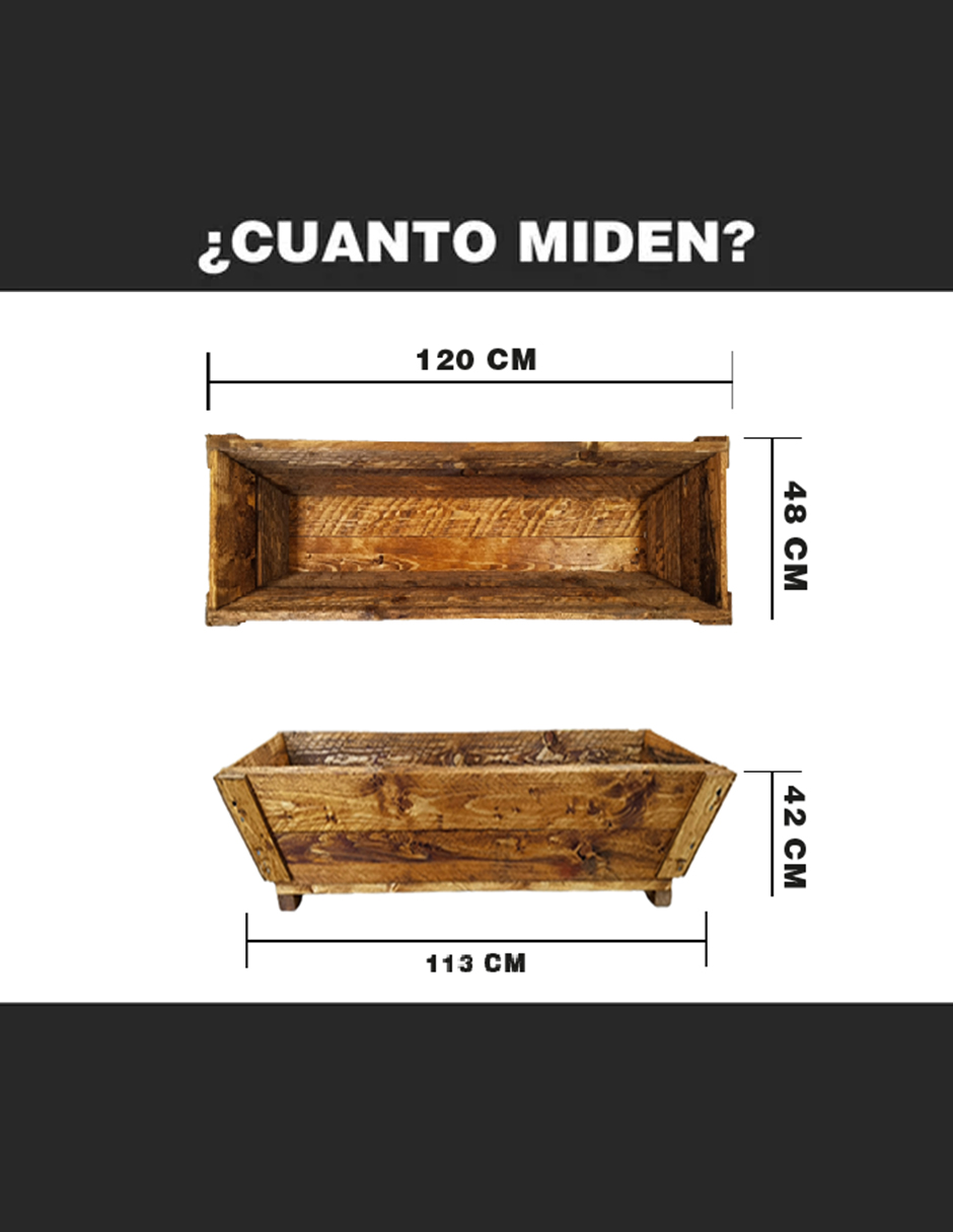 Maceta De Madera Tipo Jardinera Jumbo