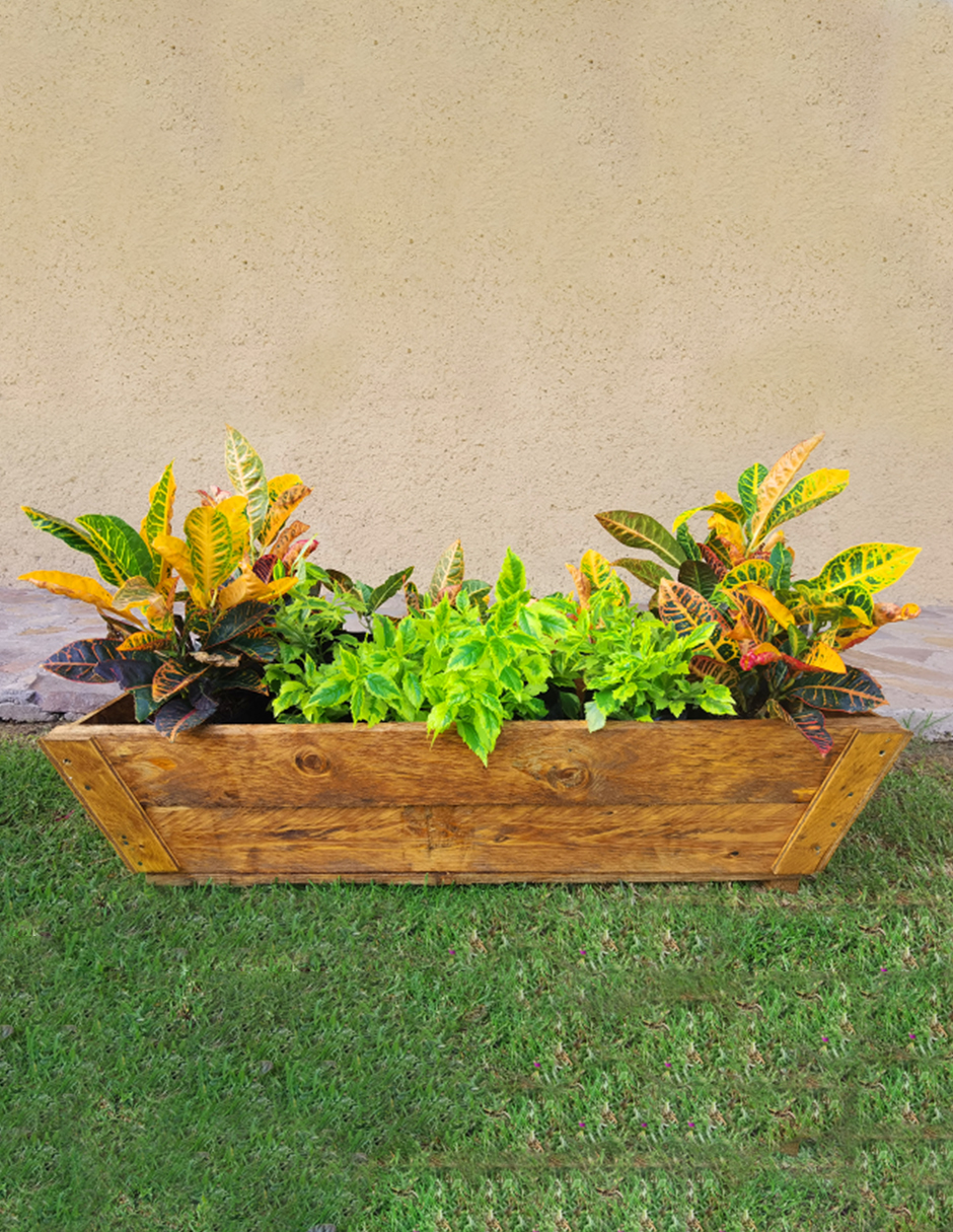 Maceta De Madera Tipo Jardinera De 1 Metro De Largo
