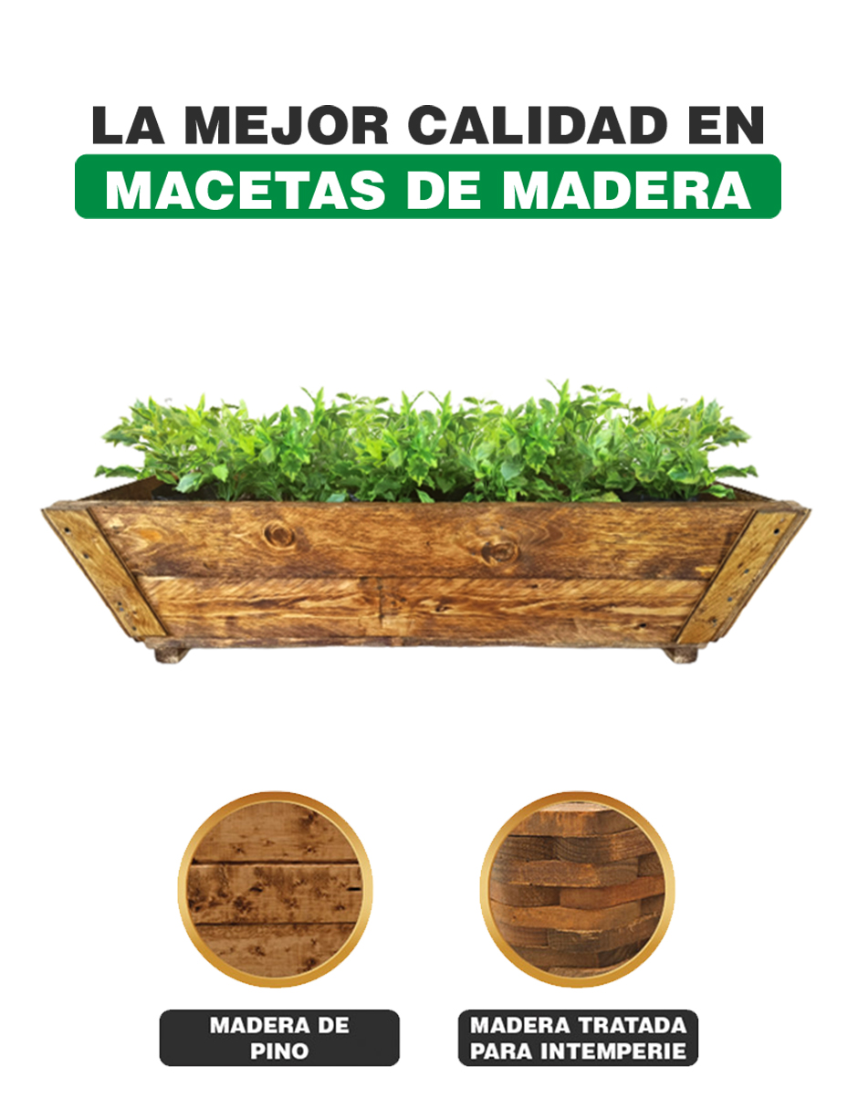 Maceta De Madera Tipo Jardinera De 1 Metro De Largo
