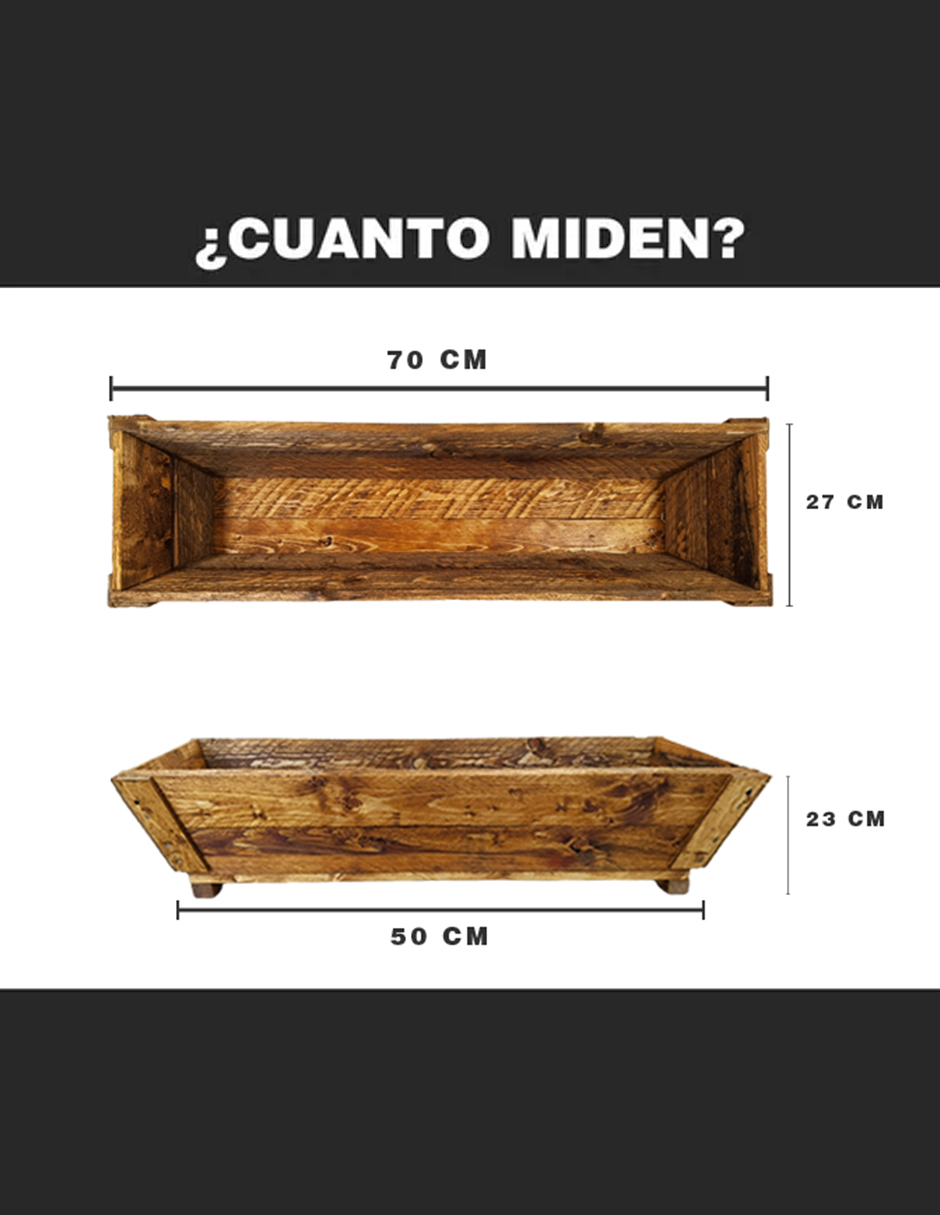 Maceta De Madera Tipo Jardinera De 70 Cm De Largo