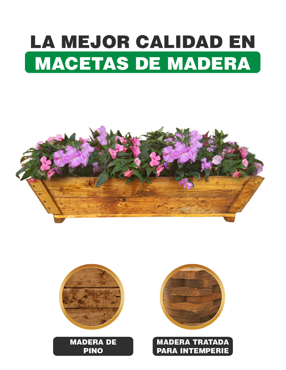 Maceta De Madera Tipo Jardinera De 80 Cm De Largo