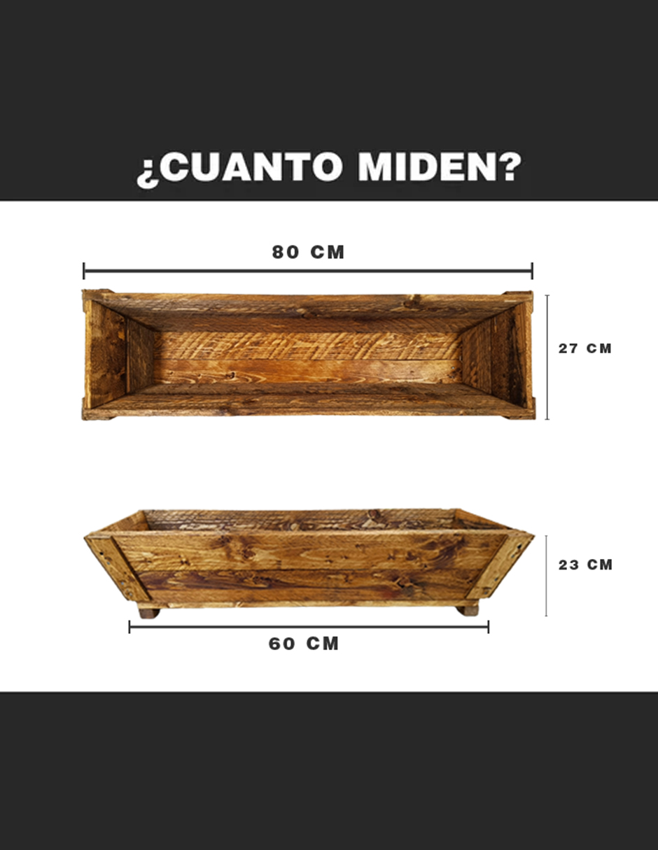 Maceta De Madera Tipo Jardinera De 80 Cm De Largo