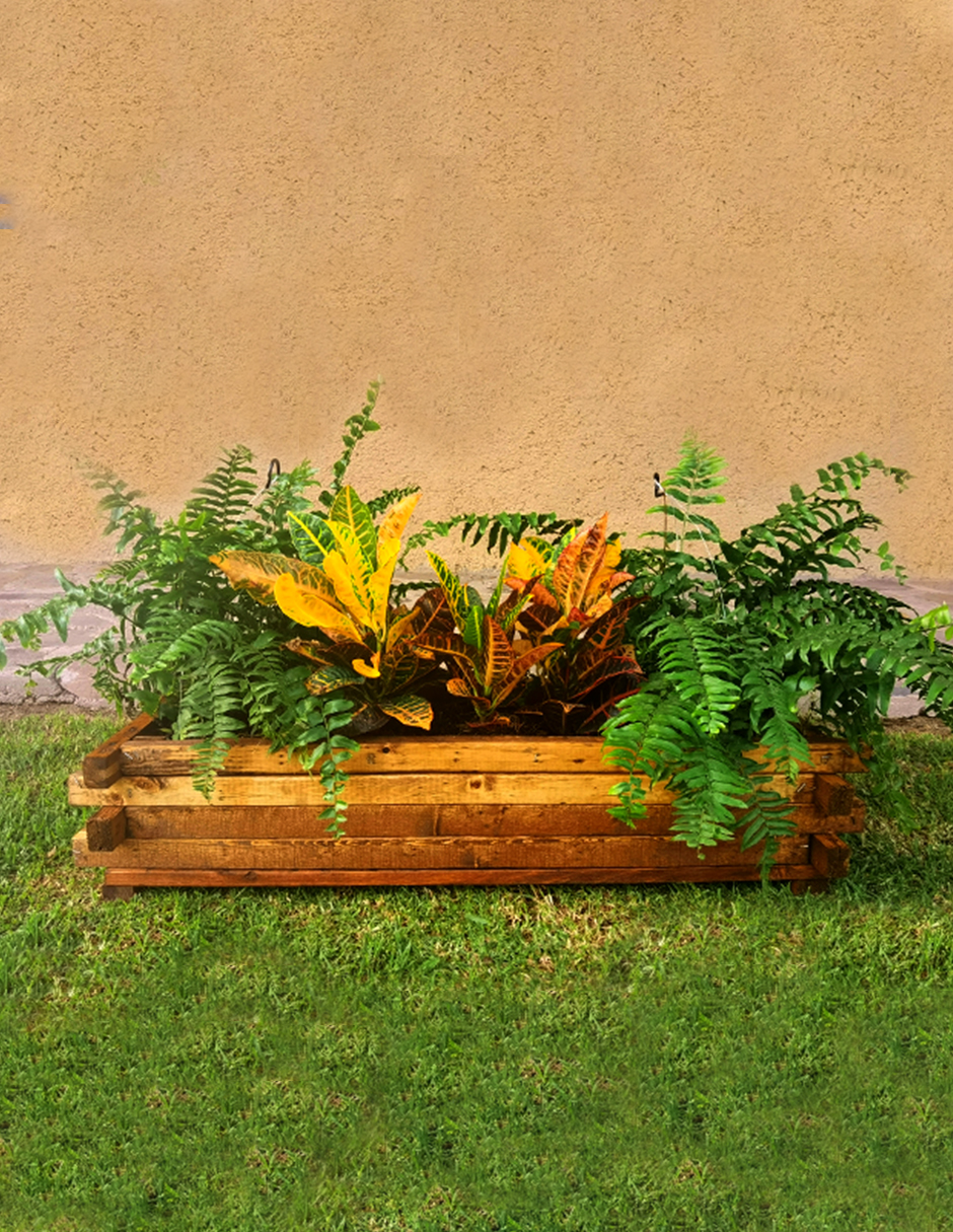 Maceta De Madera Tipo Jardinera De Barrotillo