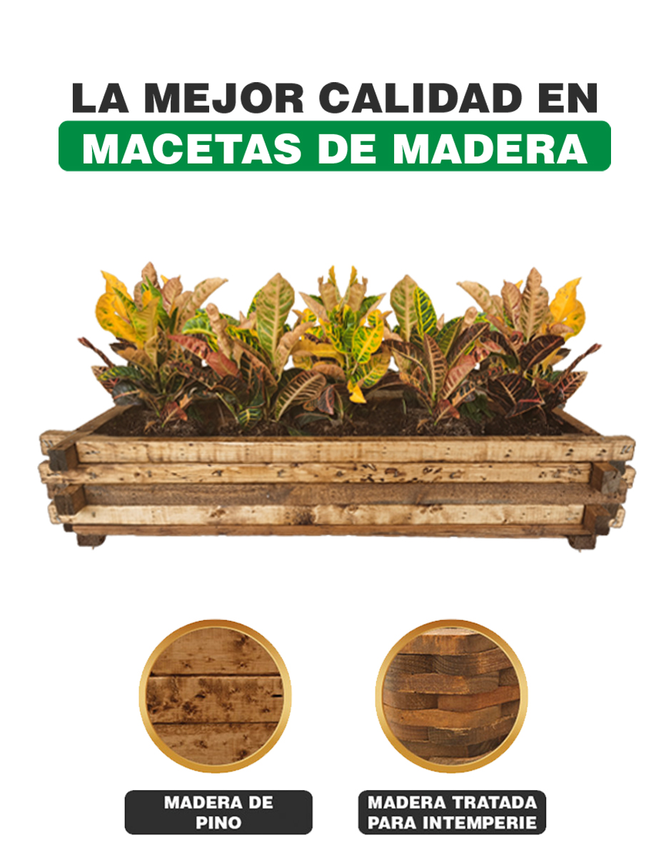 Maceta De Madera Tipo Jardinera De Barrotillo
