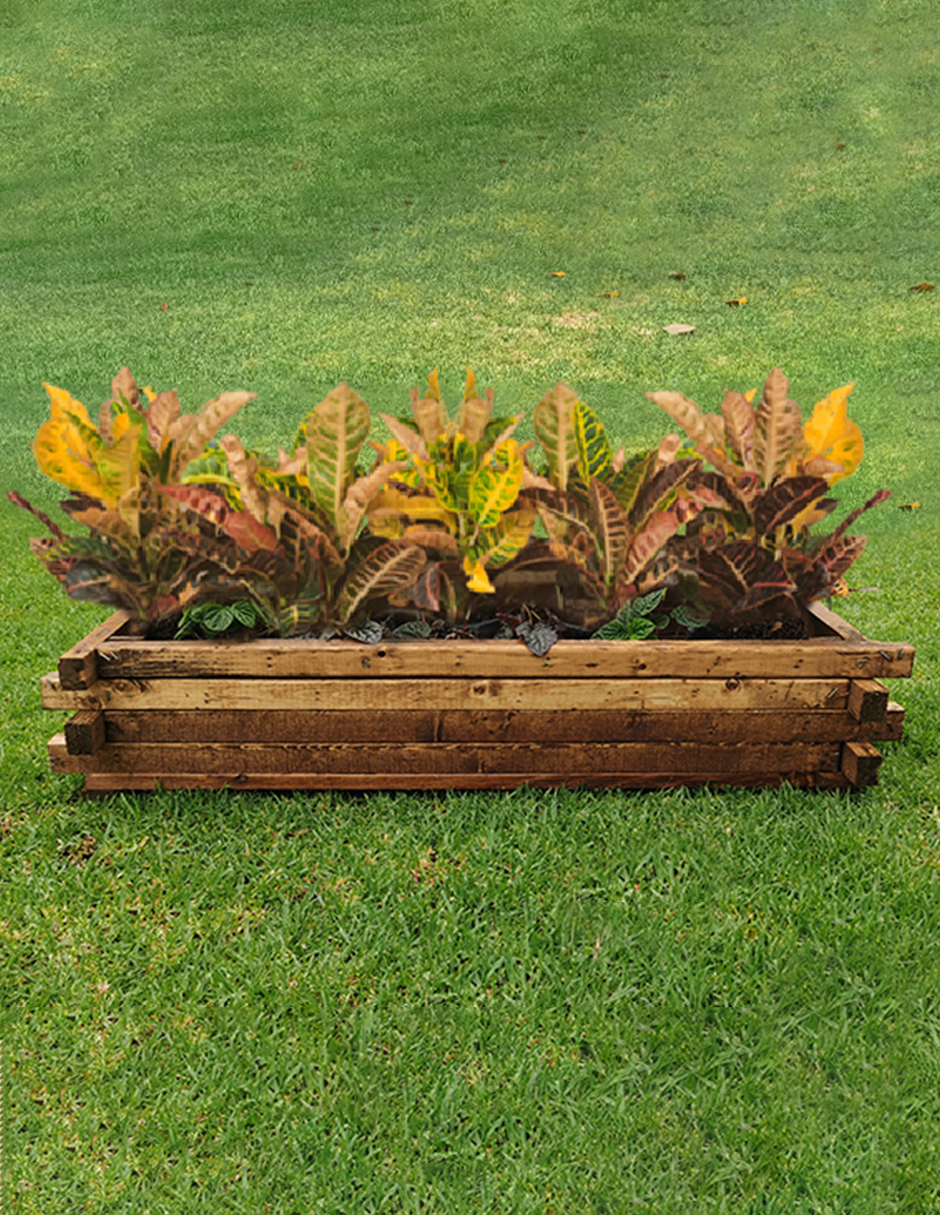 Maceta De Madera Tipo Jardinera De Barrotillo