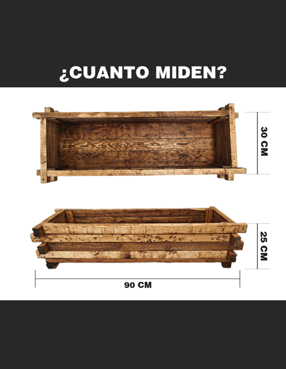 Maceta De Madera Tipo Jardinera De Barrotillo