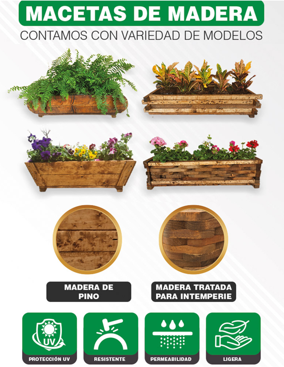 Maceta De Madera Tipo Jardinera De Barrotillo