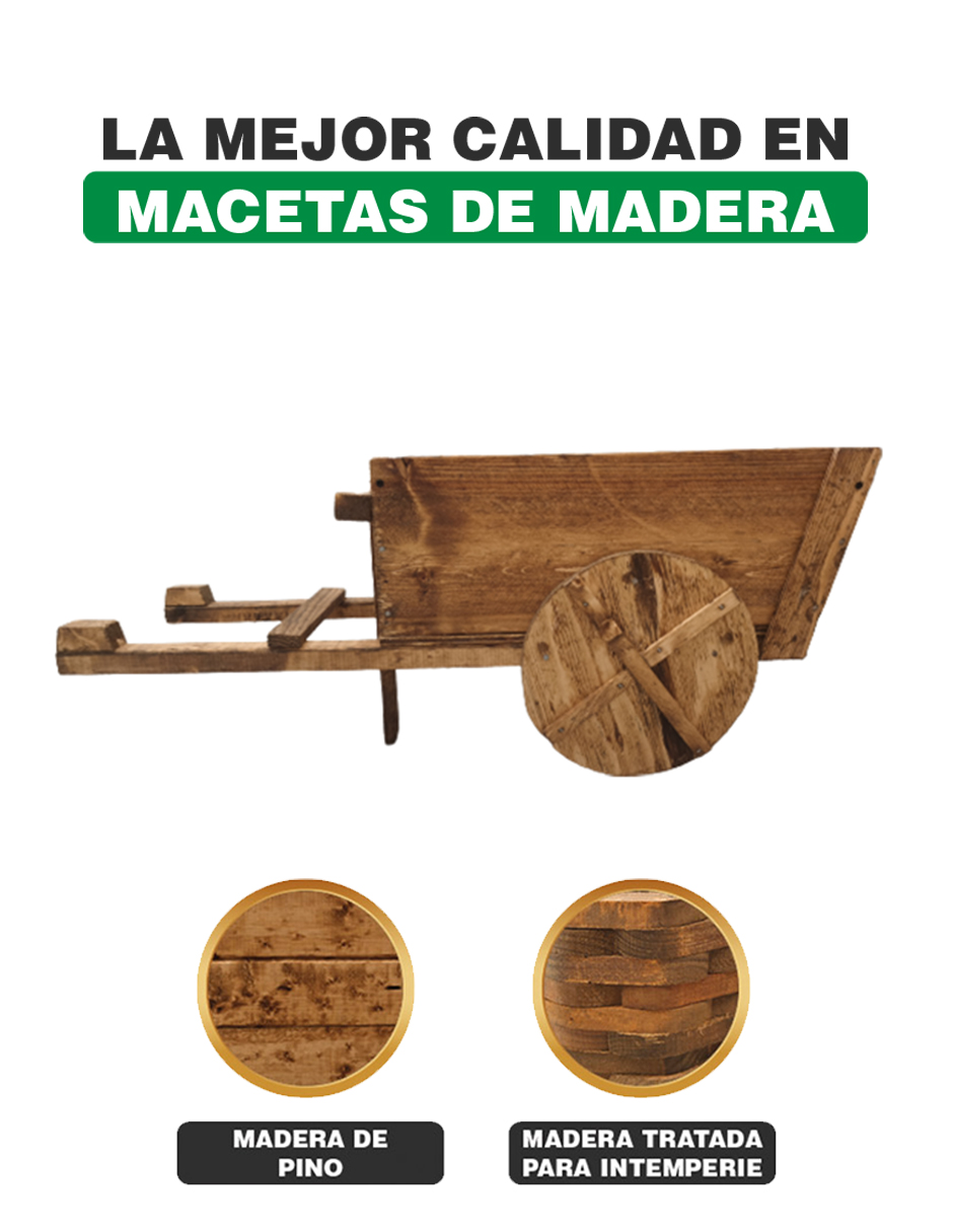 Maceta De Madera Tipo Jardinera De Carreta
