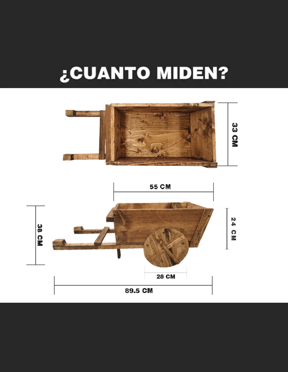 Maceta De Madera Tipo Jardinera De Carreta