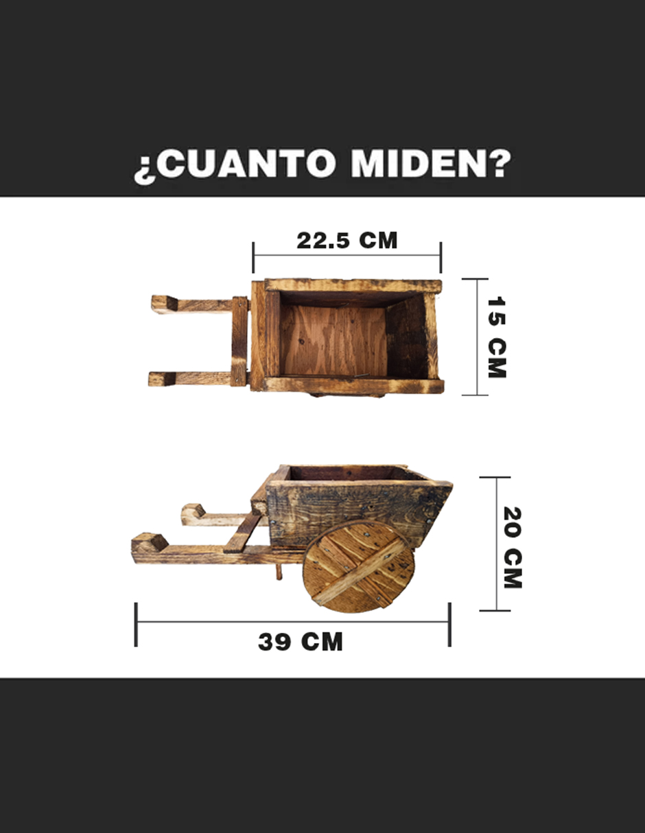 Maceta De Madera Tipo Jardinera De Carreta Mini
