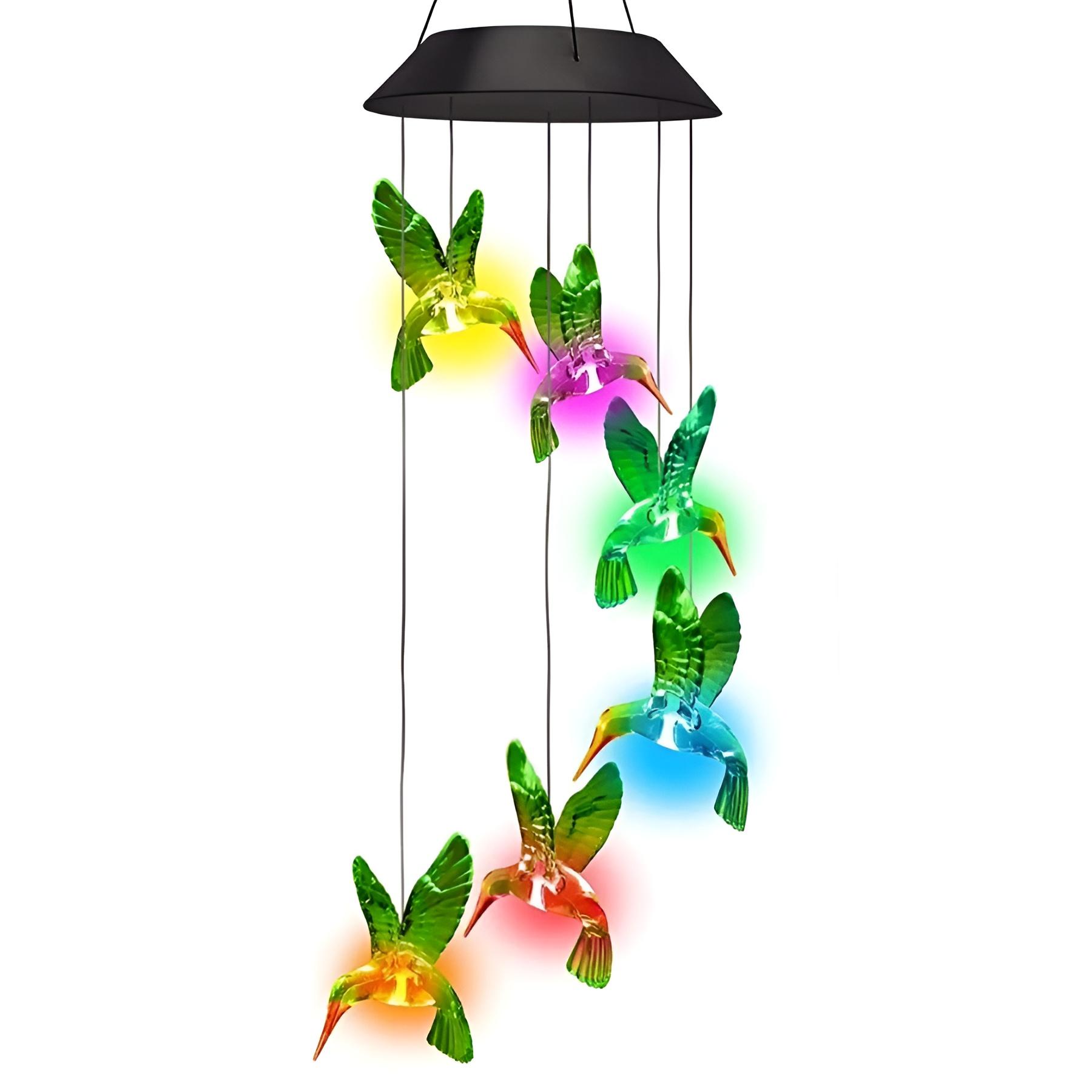 Colibríes Carillón Viento Solar Lámpara Led Exterior