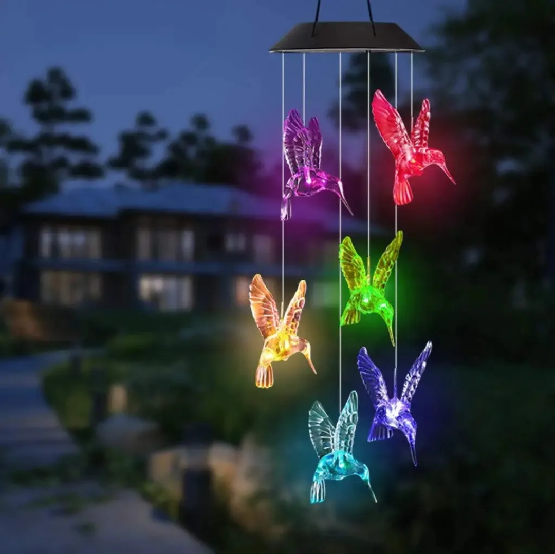 Colibríes Carillón Viento Solar Lámpara Led Exterior