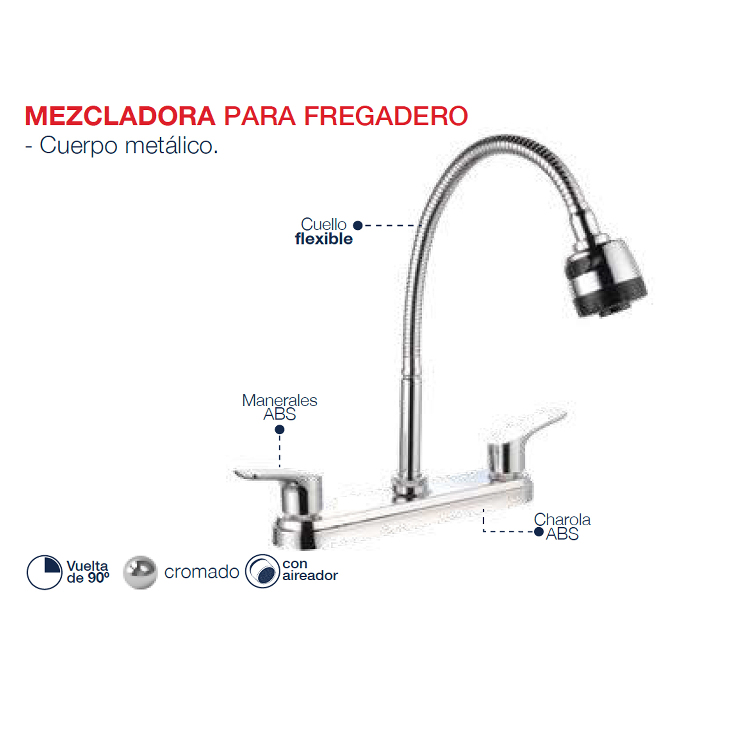 Llave Mezcladora Fregadero Tarja Cocina Pato 2 Funciones
