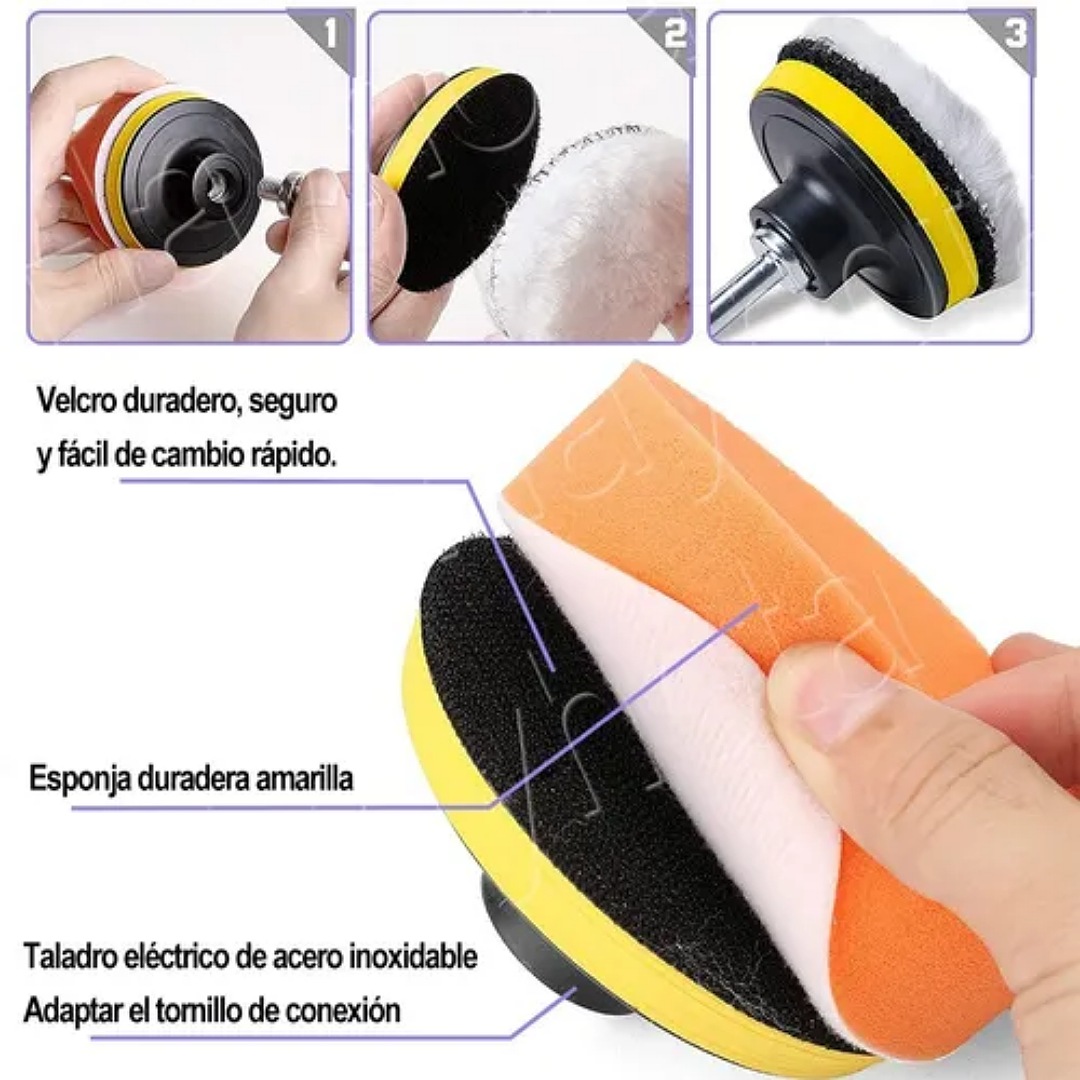 38pcs Esponjas Borlas Juego De Cepillos De Pulir Auto 3 In