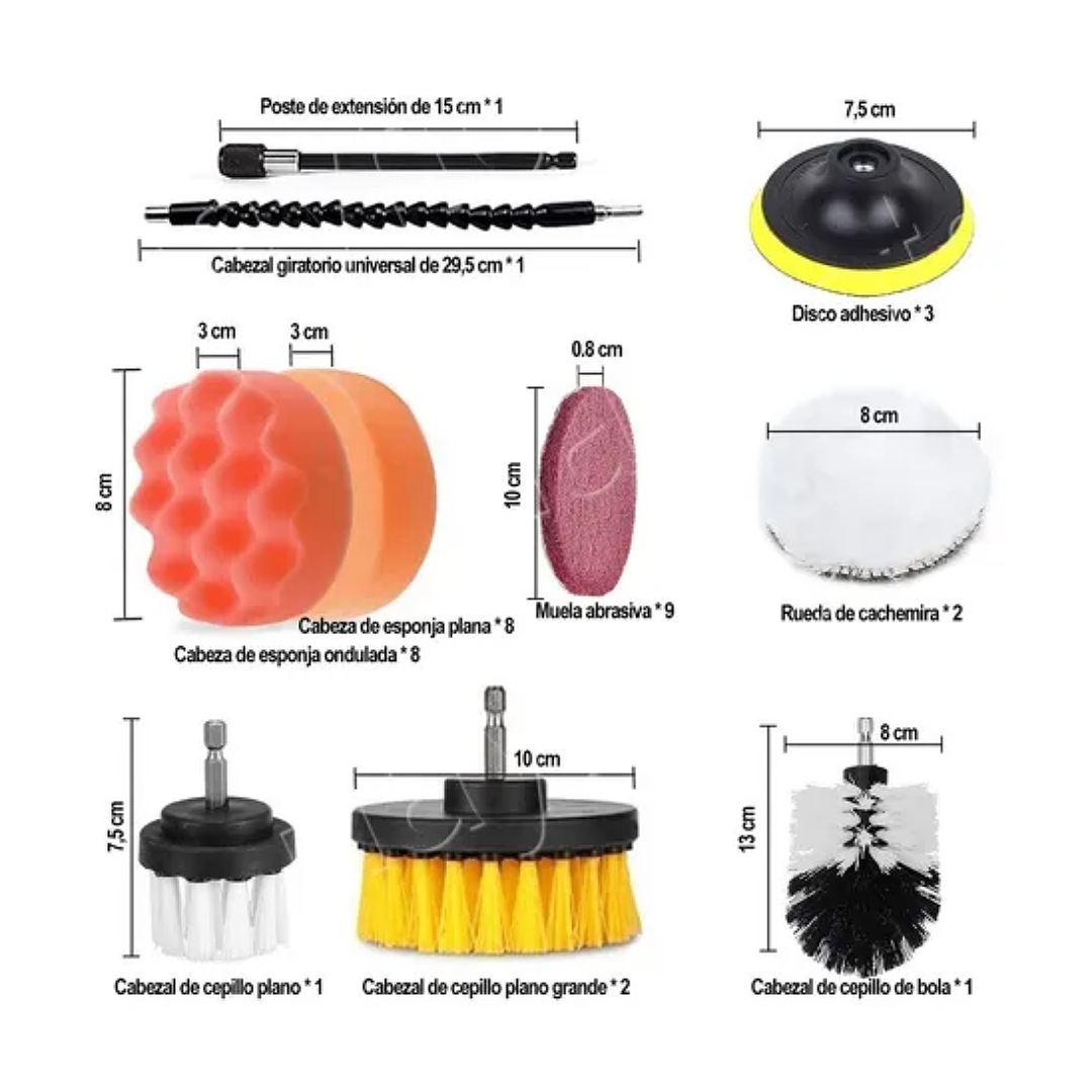 38pcs Esponjas Borlas Juego De Cepillos De Pulir Auto 3 In