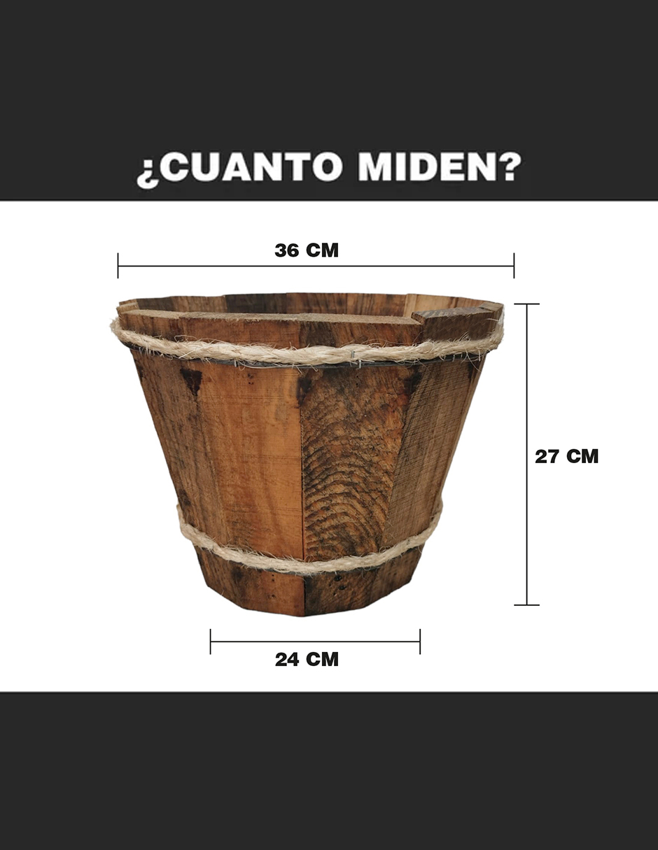Maceta De Madera Tipo Cubeta