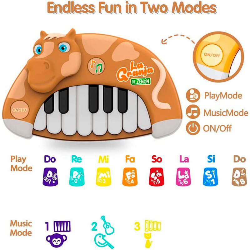 Piano La Granja De Zenon Musical Caballo Percheron vaca lola 