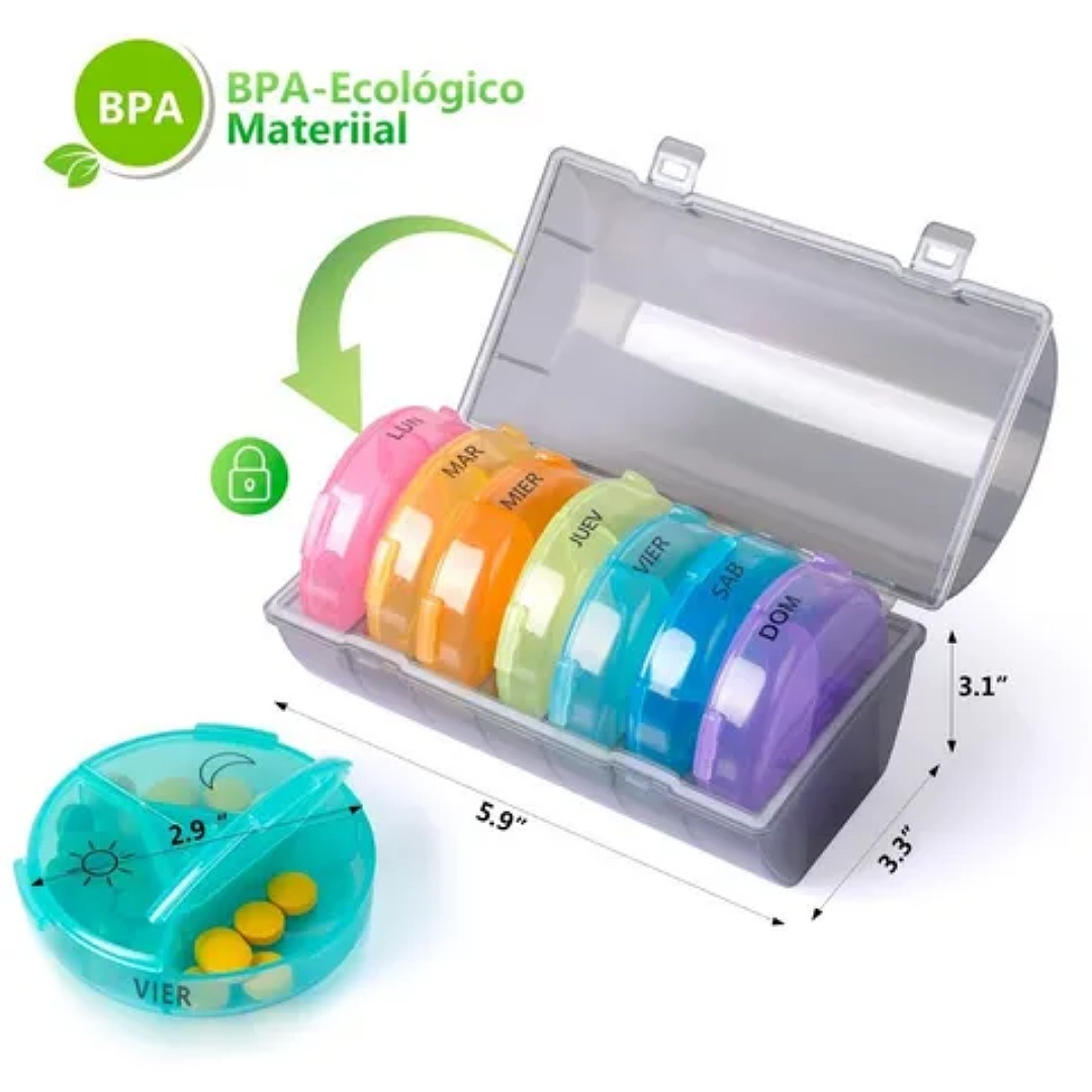 Pastillero Semanal 3 Tomas Español Organizador Pastillero