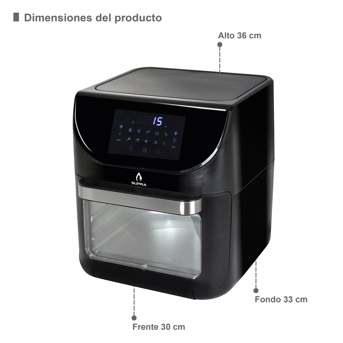 Horno Eléctrico Multifuncional Supra Con Freidora De Aire 12 Lt