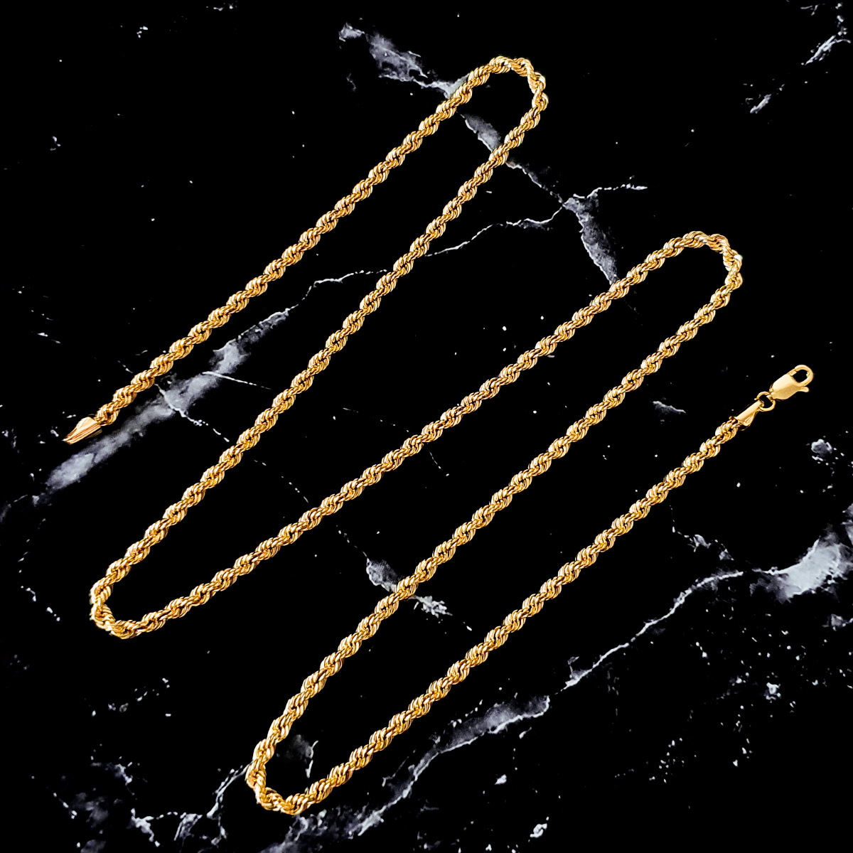 Cadena torzal de oro 10k Italiano Hombre 55 cm de largo x 3 mm de grosor. Incluye certificado y caja de regalo