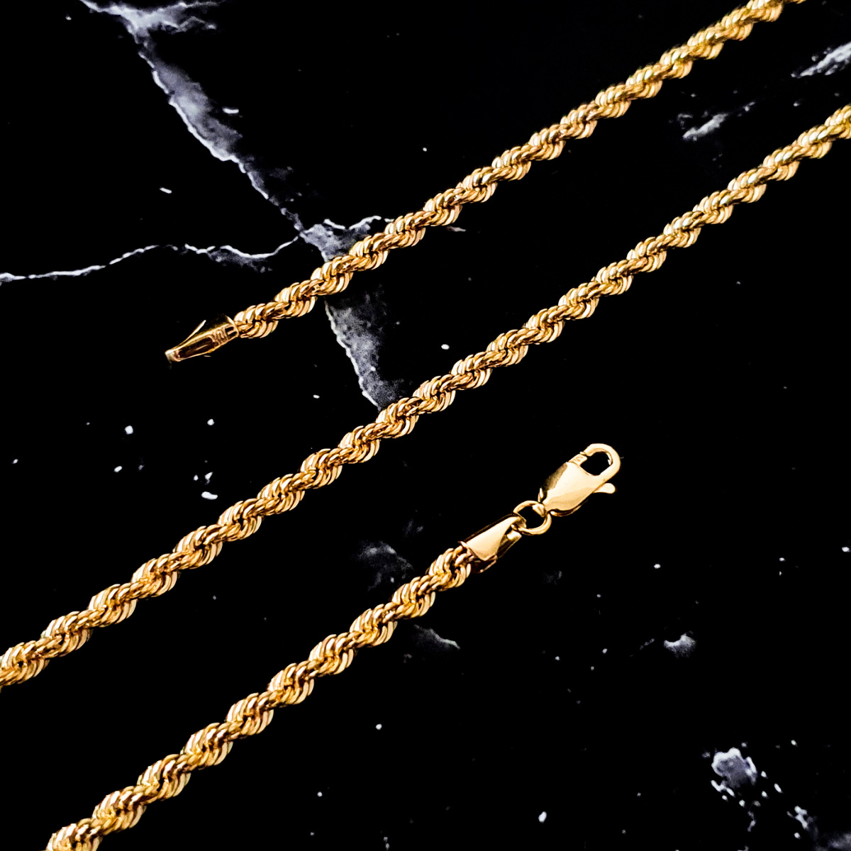 Cadena torzal de oro 10k Italiano Hombre 55 cm de largo x 3 mm de grosor. Incluye certificado y caja de regalo