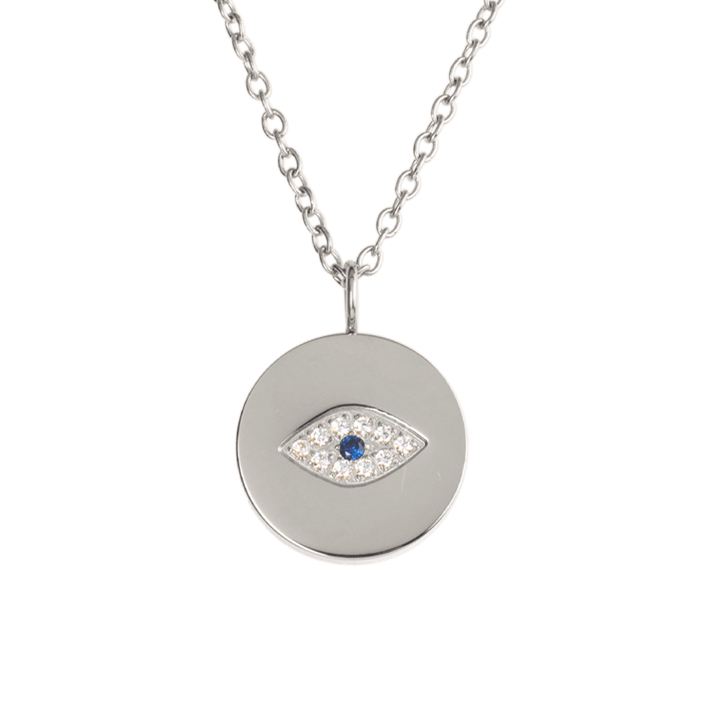 LuckyLy Collar para Mujer con Dije de Ojo Turco Protector , Cadena de Acero Inoxidable Mujer Color Plata y Zirconia Cúbica - Modelo Fara