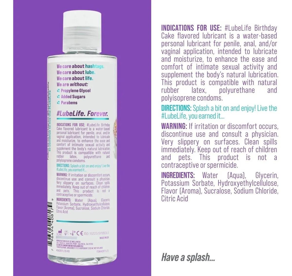LUBRICANTE Lubelife BIRTHDAY CAKE / Lubricante sabor Pastel De Cumpleaños Edición Limitada