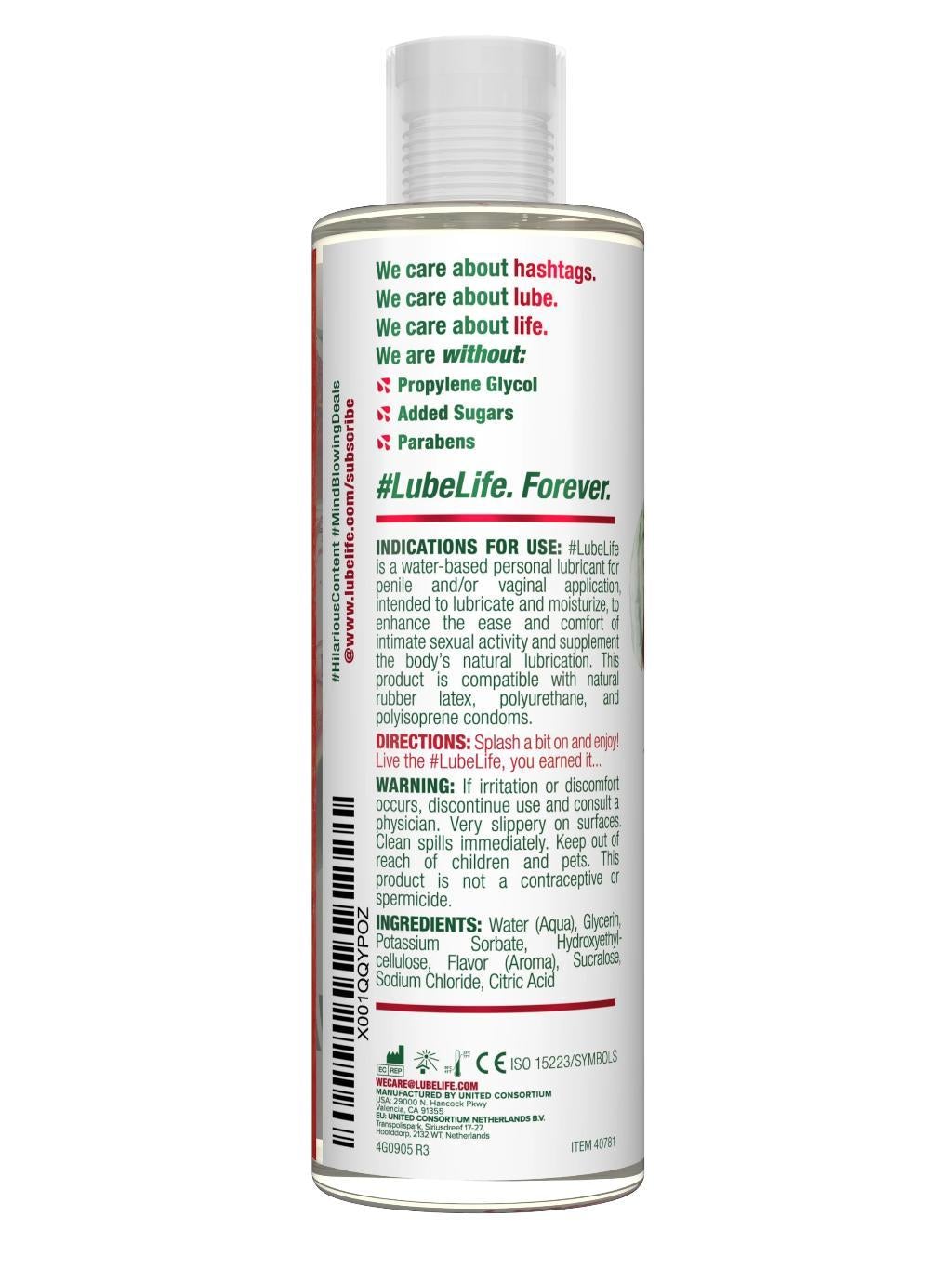 LUBRICANTE Lubelife WATERMELON / Lubricante Vaginal Anal Con Sabor A SANDIA  Base Agua 240ml 