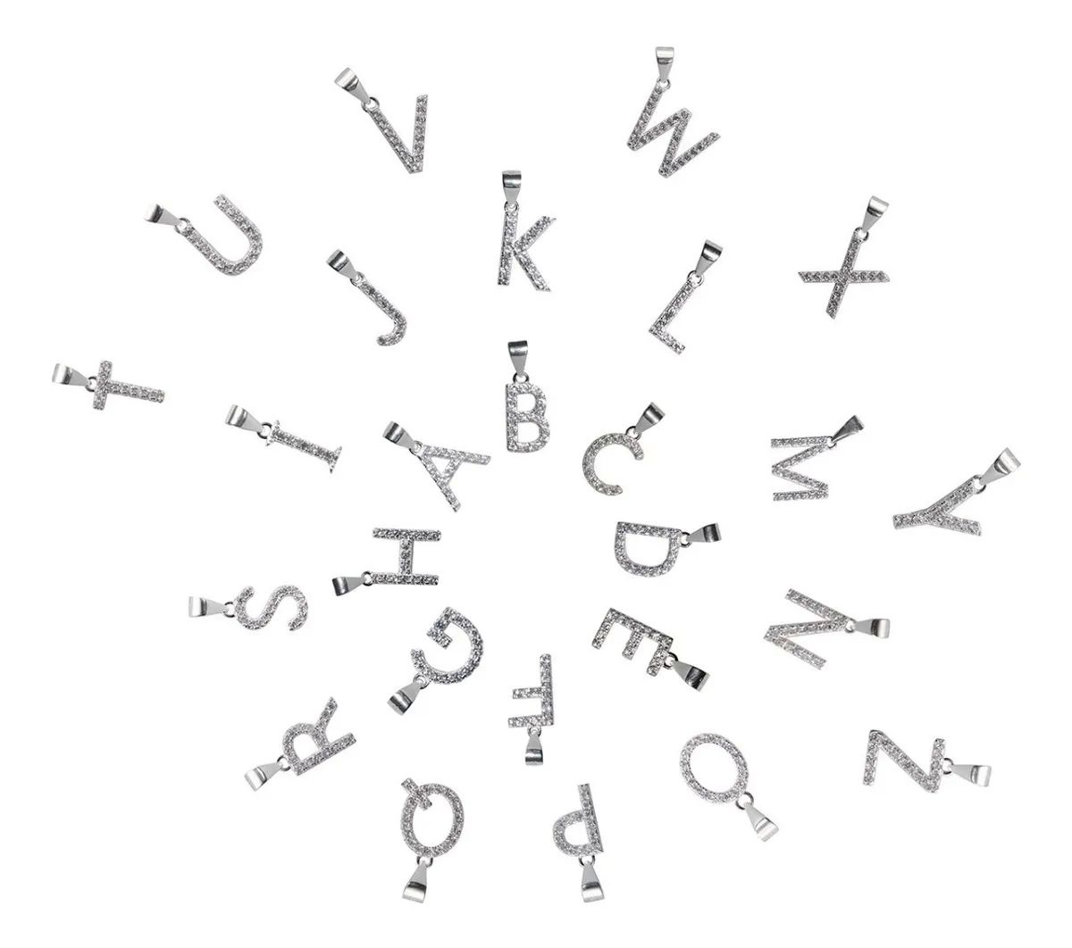 Dije letras abecedario iniciales con cadena plata fina 925 de la B a la Z