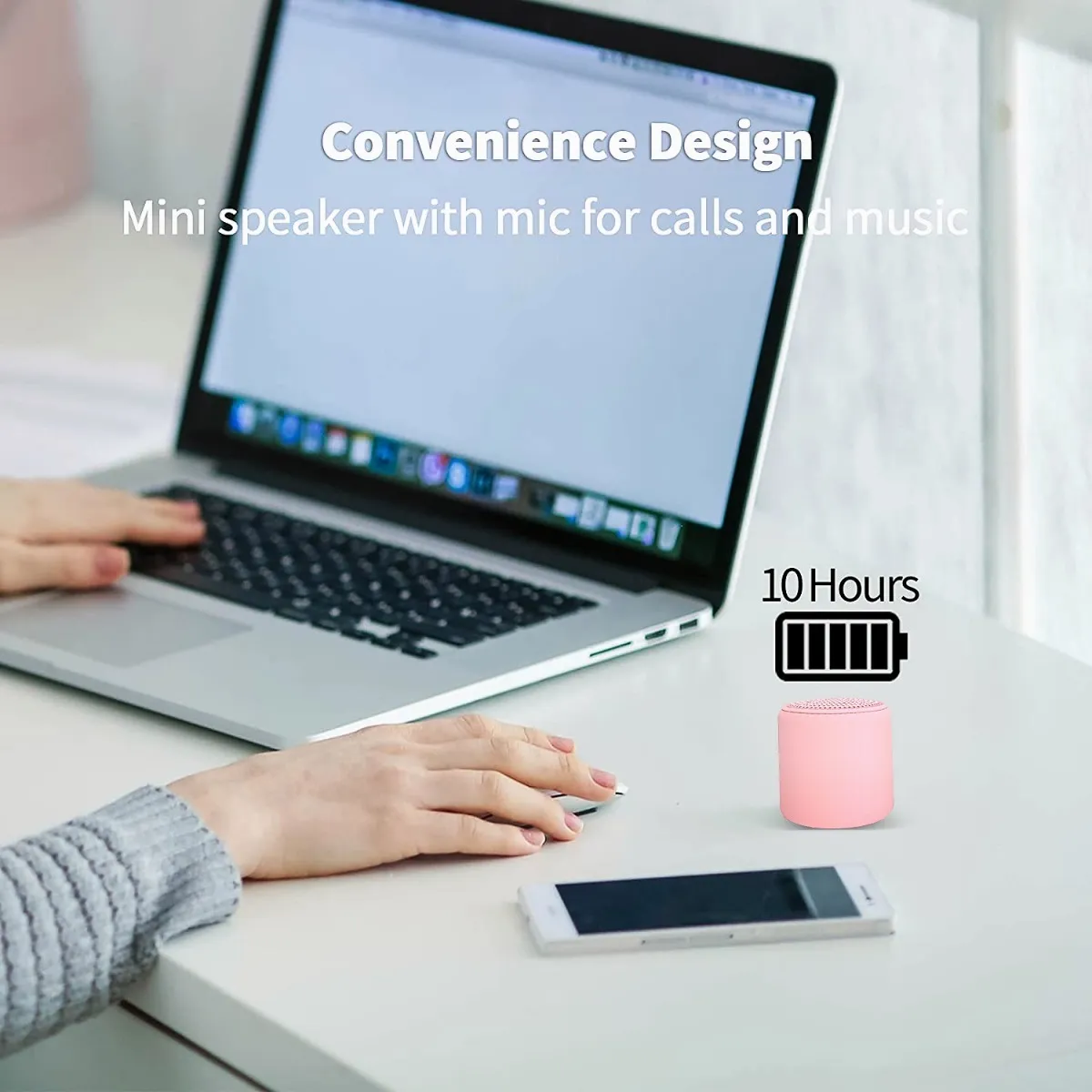 Mini Bocina Portátil Con Bluetooth Tws Audio Rosa