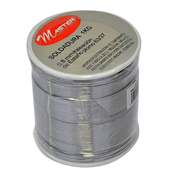Soldadura de Estano Plomo para Componentes Electronicos con Nucleo de Flux para Rapida Fundicion en Presentacion de 1 Kilo / Master / SOLDADURA-1KG