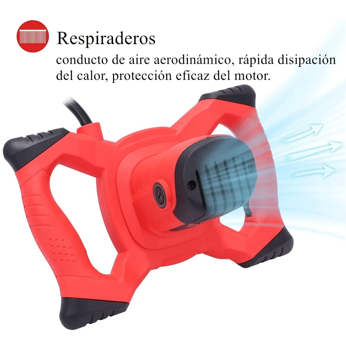 Mezcladora Eléctrica De Cemento/pintura Velocidad Ajustable Rojo