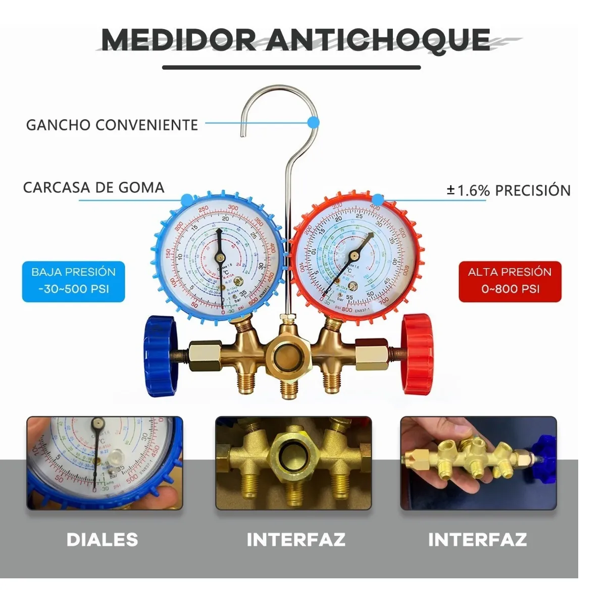 Juego Manometros Refrigeracion Manifold R134 R22 R404 R410