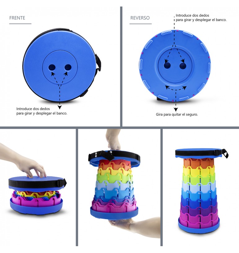 Banco Retractil Plegable Taburete Portatil Correa Ajustable