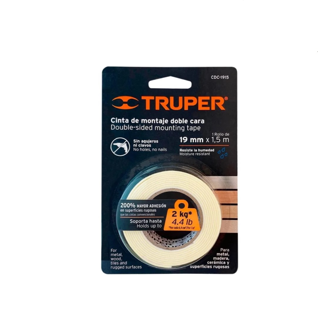 Cinta Doble Cara De 19 Mm X 1.5 M Truper 11724