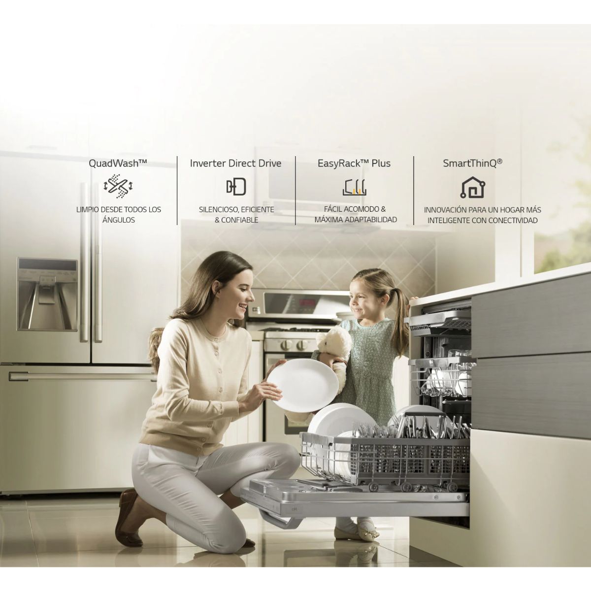 Lavavajillas 15 servicios de empotre color acero inox marca lg ldfn4542s