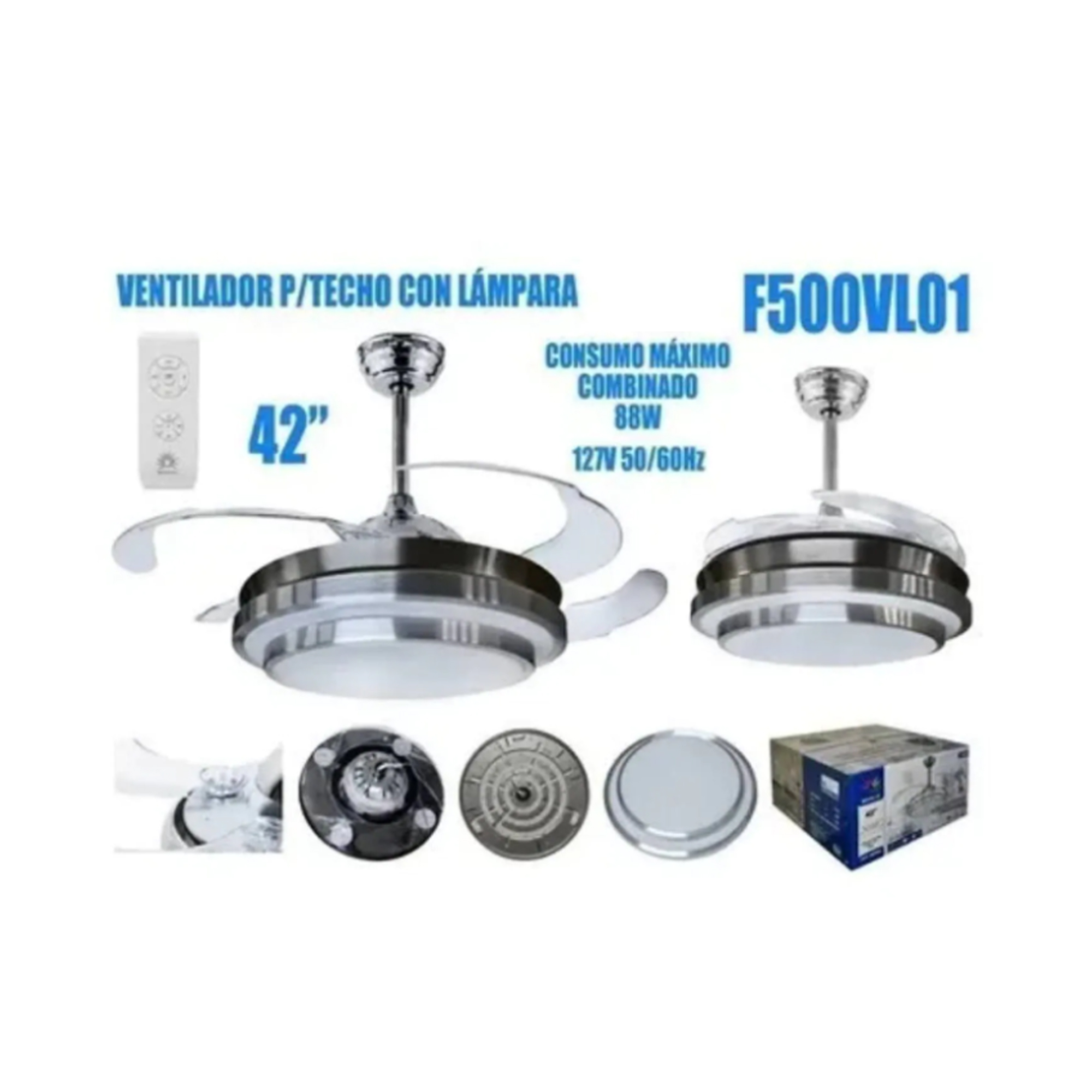 Ventilador de Techo Plegable Lámpara LED 