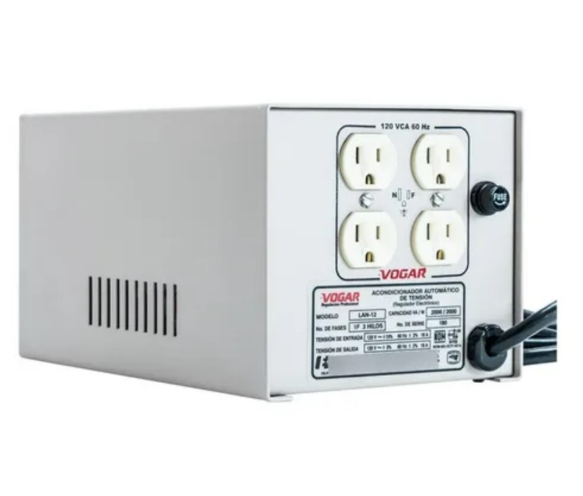 Regulador Electrónico De Voltaje LAN 12 Marca Vogar. Regulador de grado industrial, de precisión y confiabilidad. 3 años de garantía.