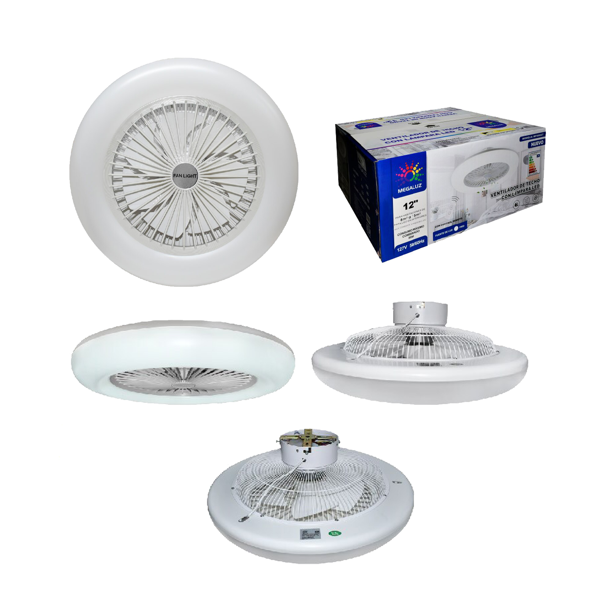 Ventilador De Techo Con Luz Led Megaluz WF60027